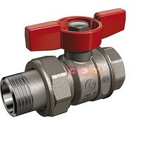 Кран шаровый с американкой НР-ВР R859 (бабочка-КРАСНАЯ)  1/2"